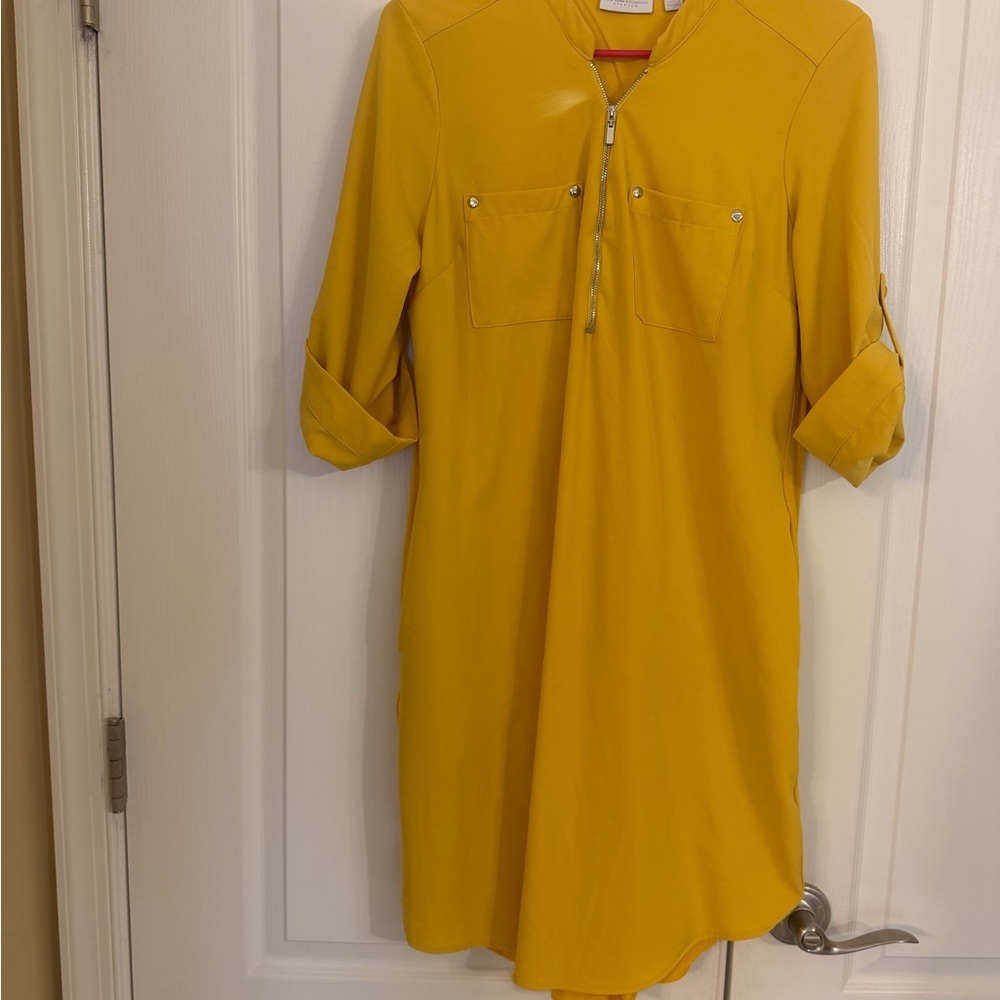 New York & Company Mustard Long Sleeve Dress